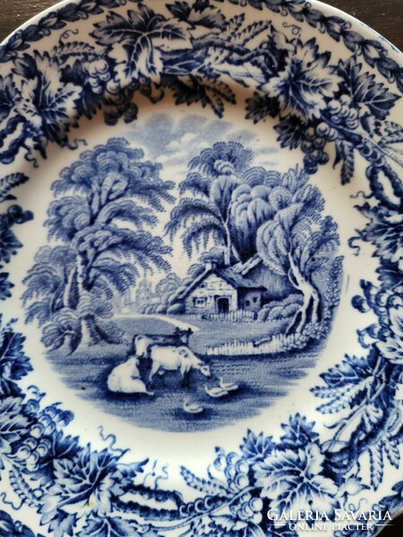English / vintage booths silicon china 'british scenery' made in england blue and white transferware