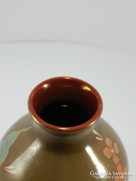 Zsolnay eozin többtűzű, kis váza, 16 cm.