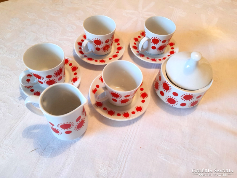 Retro lowland porcelain, red pattern coffee set