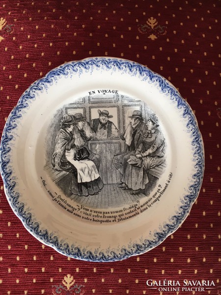 Francia keménycserép, fajansz tányér 1870-1910