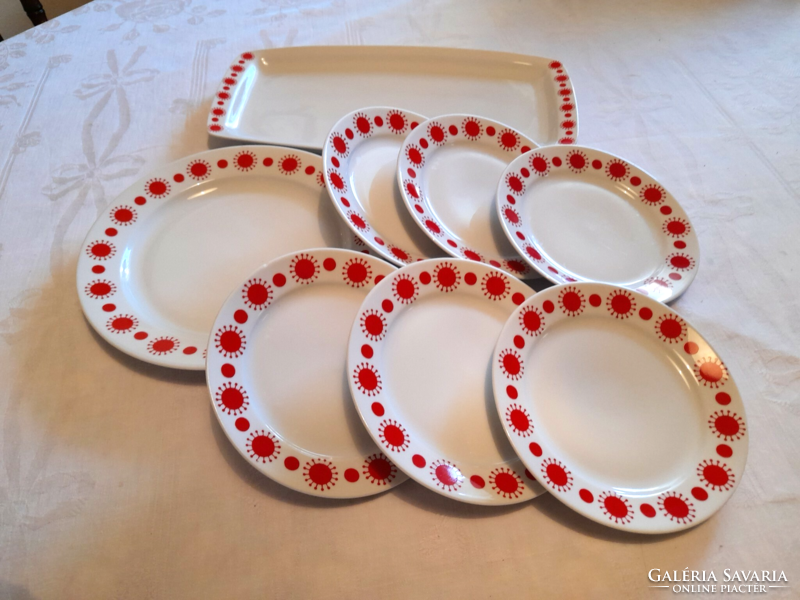 Retro lowland porcelain red pattern cake set with bowls