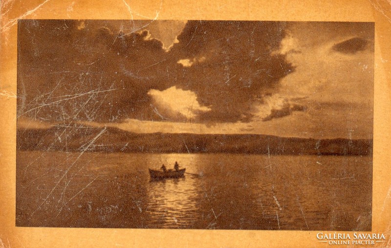 155 --- Futott képeslap, eredeti kiadás (nem reprint) Balatoni naplemente