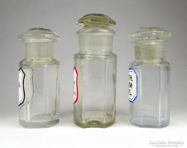 1I620 old stopper pharmacy bottle 3 pieces