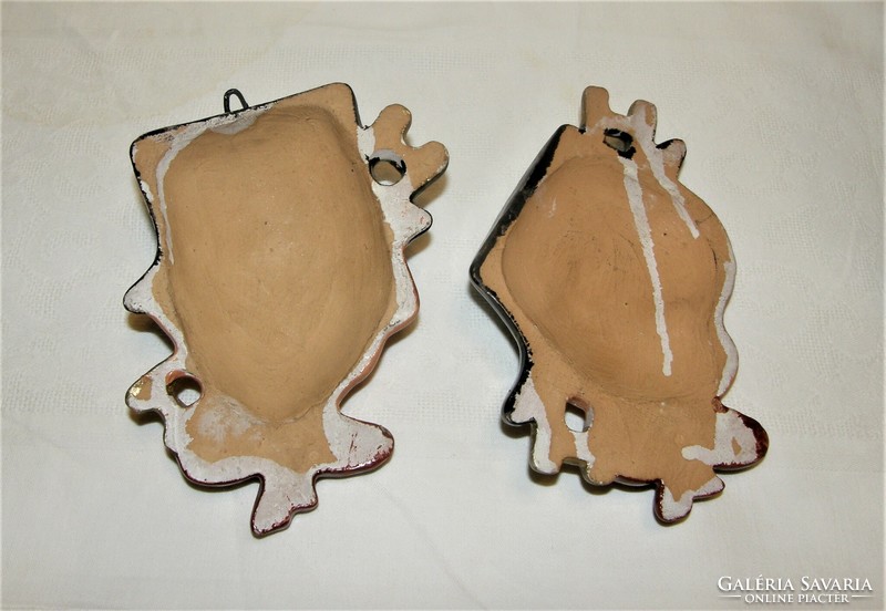 Retro ceramic wall mask - wall decoration in pair