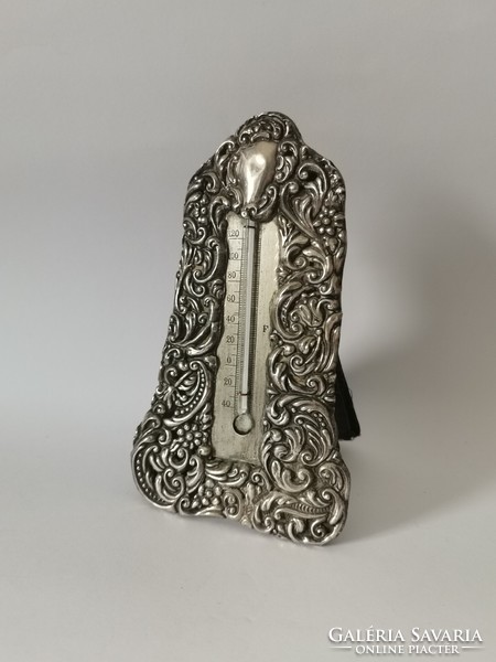 Antik angol ezüst asztali hőmérő