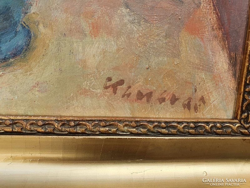 Kamarás Béla szignós, keretezett olaj csendélet festménye
