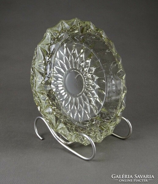 1J543 old thick-walled large glass ashtray 17.5 Cm