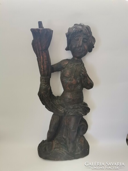 18th-19th century naive folk figural carved wooden sculpture