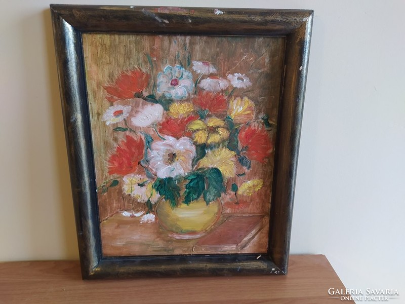 (K) Virágcsendélet festmény  38x48 cm kerettel