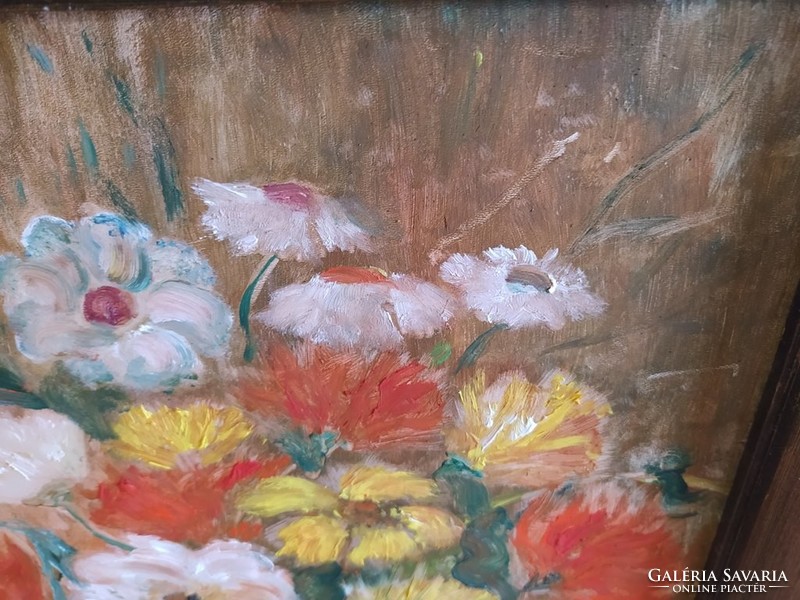 (K) Virágcsendélet festmény  38x48 cm kerettel