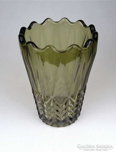 1J539 retro black smoked glass glass vase 15 cm