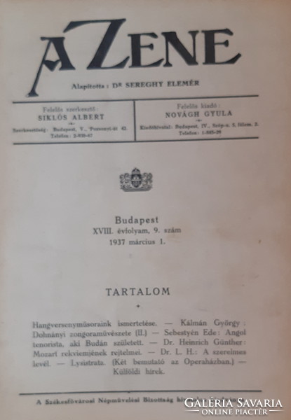 A ZENE  1937 - 38    ZENEI FOLYÓIRAT   4 DB   RITKA !