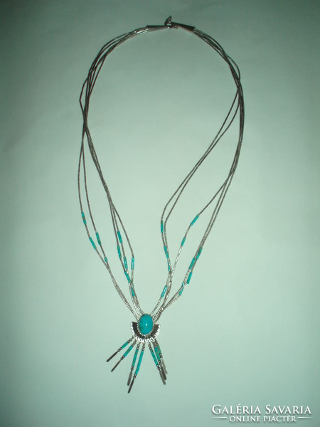 Vintage silver Navajo necklace with turquoise stones