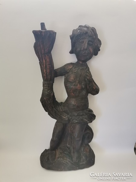 18th-19th century naive folk figural carved wooden sculpture