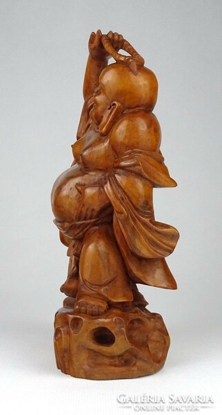 1J517 carved standing laughing buddha statue oriental ornament 21 cm