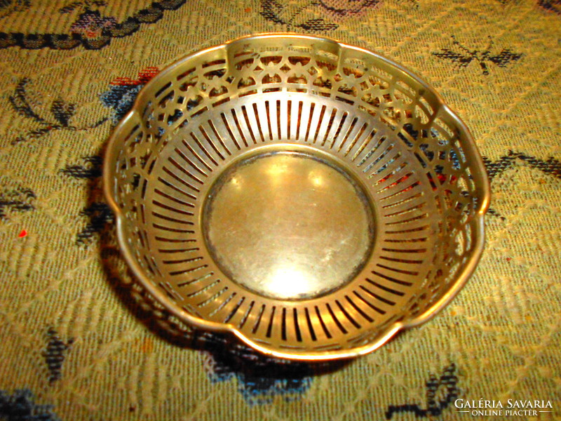 Antique candy tray with openwork rim - marked - with traces of old silver plating