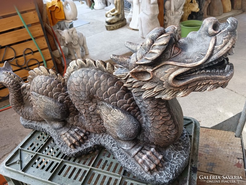 Extra Szép Kő Sárkány kígyó Feng Shui Minőségi Fagyálló műkő Japán kerti kertépítő  szobor