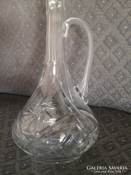 Polished glass crystal carafe with stopper