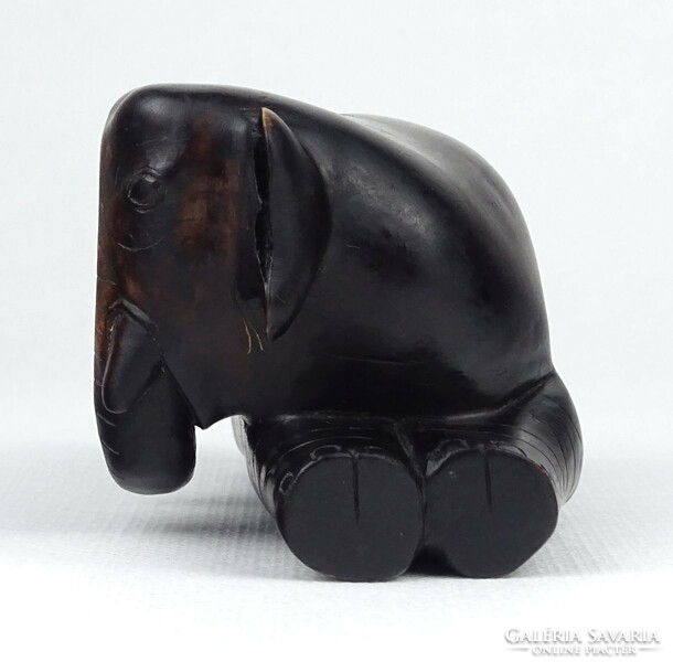 1J516 Faragott hasaló keményfa elefánt fafaragás 11.5 cm