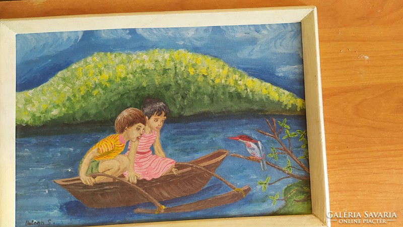 (K) charming little naive painting by Sándor Balogh