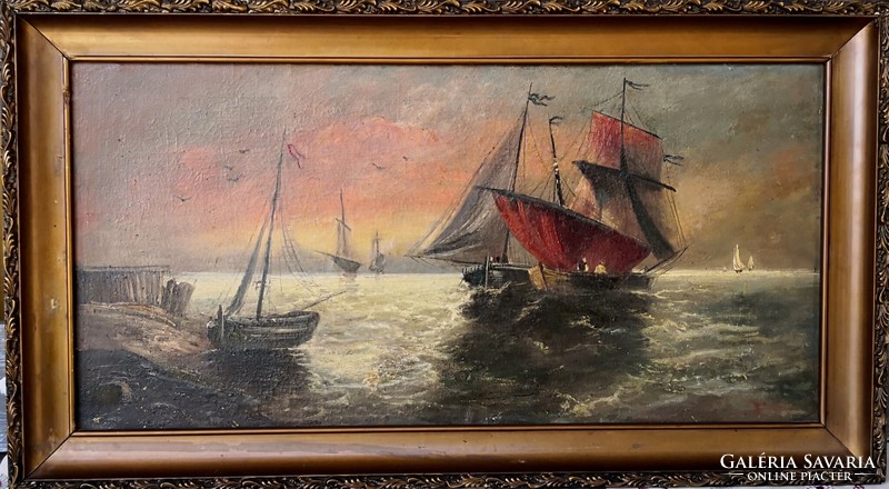 Fk/223 - rarity! K. L. With Signo, attributed to László from Kékes - sailboats
