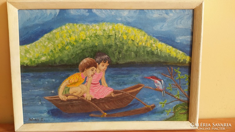 (K) charming little naive painting by Sándor Balogh