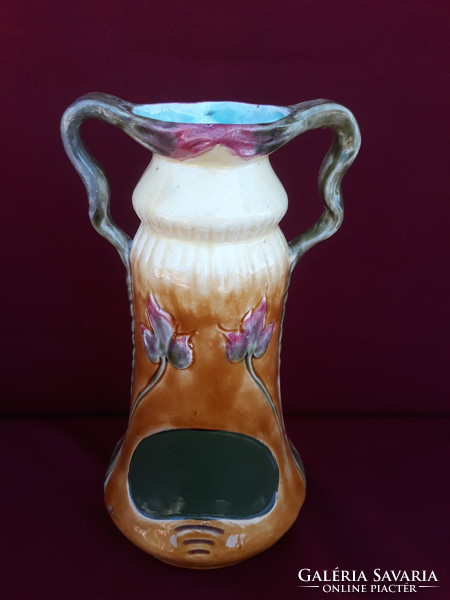 Antique Jugendstil majolica vase