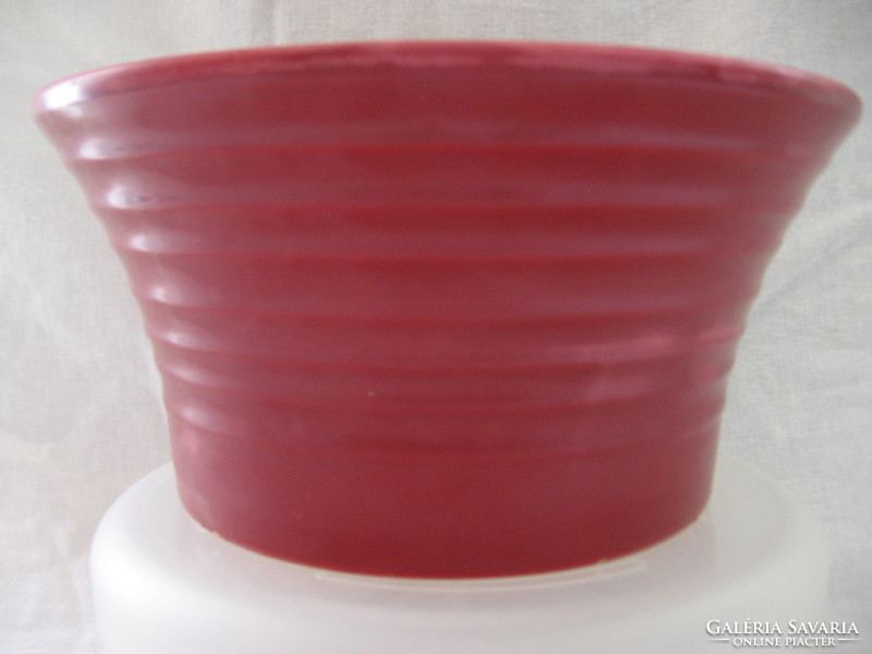 Burgundy spotted, cloudy, dripped pattern painted pot