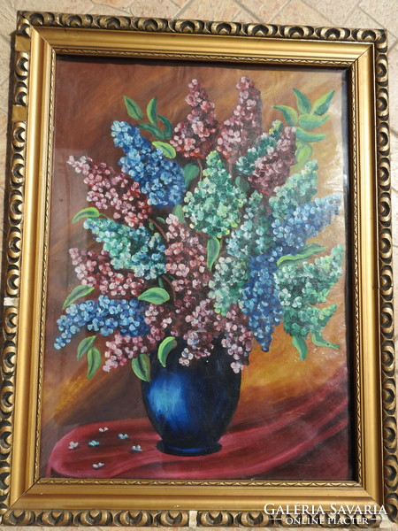 Unknown painter - antique flower still life - lilacs / oil / canvas