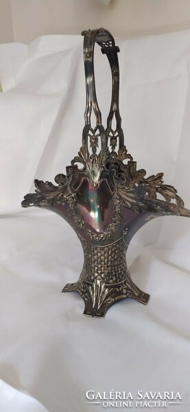 Antique silver fruit basket.Artemis-diana-head!