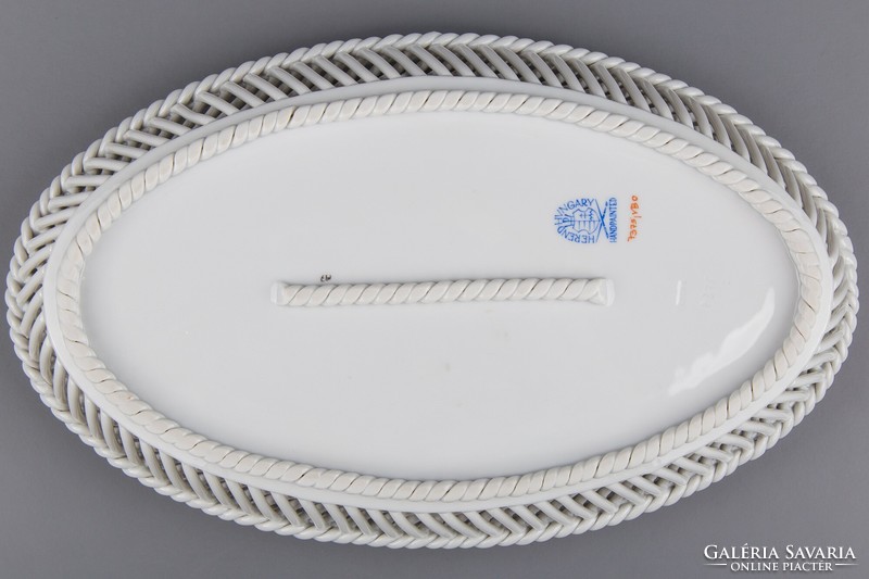 Herend Victorian patterned oval wicker basket # mc0656