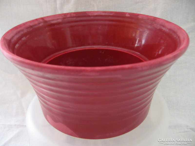 Burgundy spotted, cloudy, dripped pattern painted pot