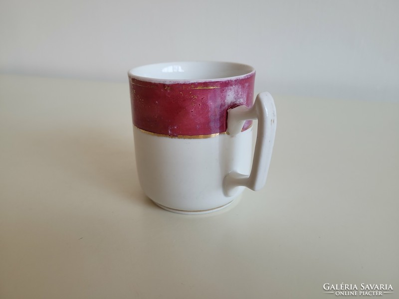 Old porcelain small mug with little girl's floral pattern