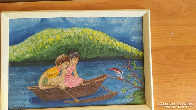 (K) charming little naive painting by Sándor Balogh