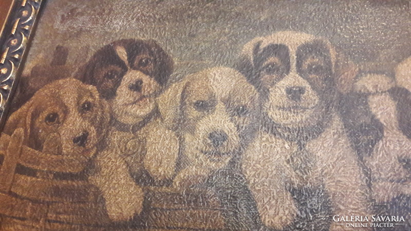 Antique dog picture, dog painting (l2591)