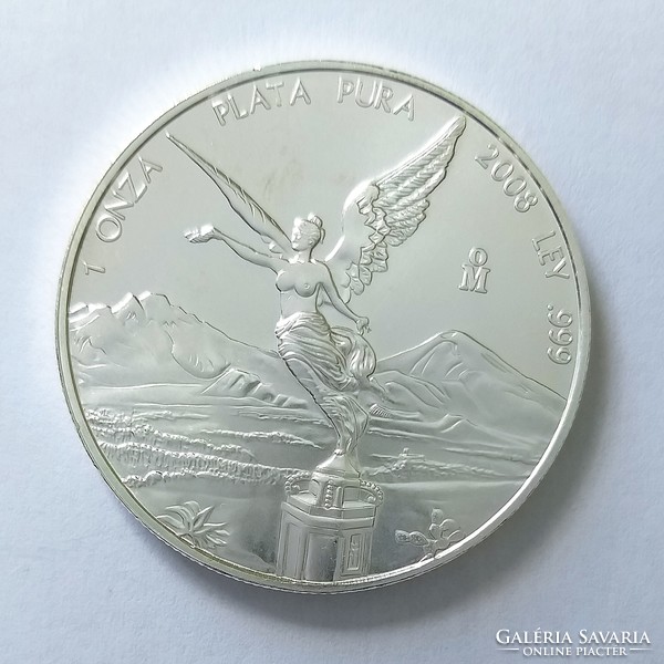 2008. 1 Ounce silver mexico plata pura coin. Unc. (No: 22/154.)