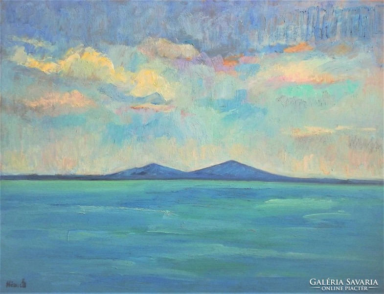 Felhők a Balatonnál (50x65) (Fonyódi hegyek)