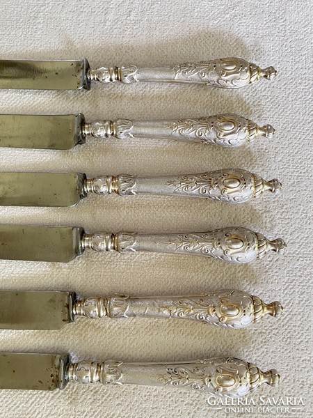 6pcs baroque gilded silver knife