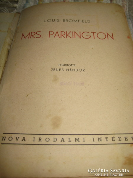Luis Bromfield: mrs parcington, nova institute of literature 300 pages