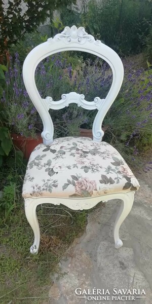 Provence style painted 2 baroque carved chairs, vintage