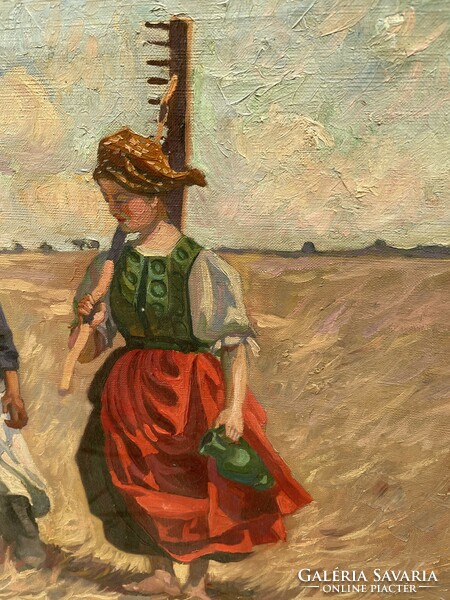Pogány Ferenc (1886-1930) - Hortobágy 1911 c. Festménye Eredeti Garanciával