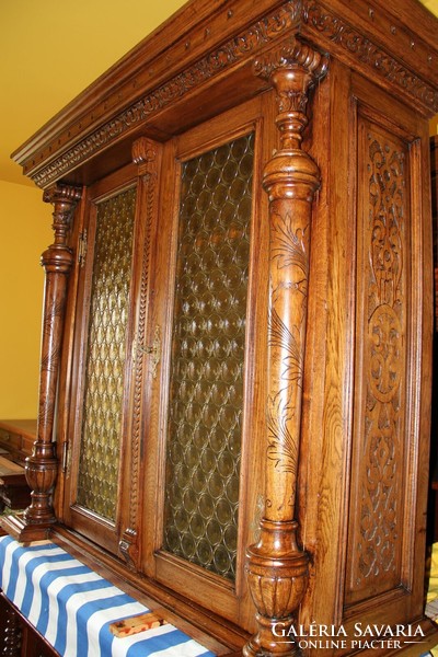 Old German special carved bookcase or sideboard top