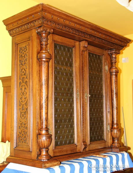 Old German special carved bookcase or sideboard top