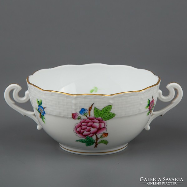 Herend eton patterned cream soup cups with saucers in pairs # mc0932