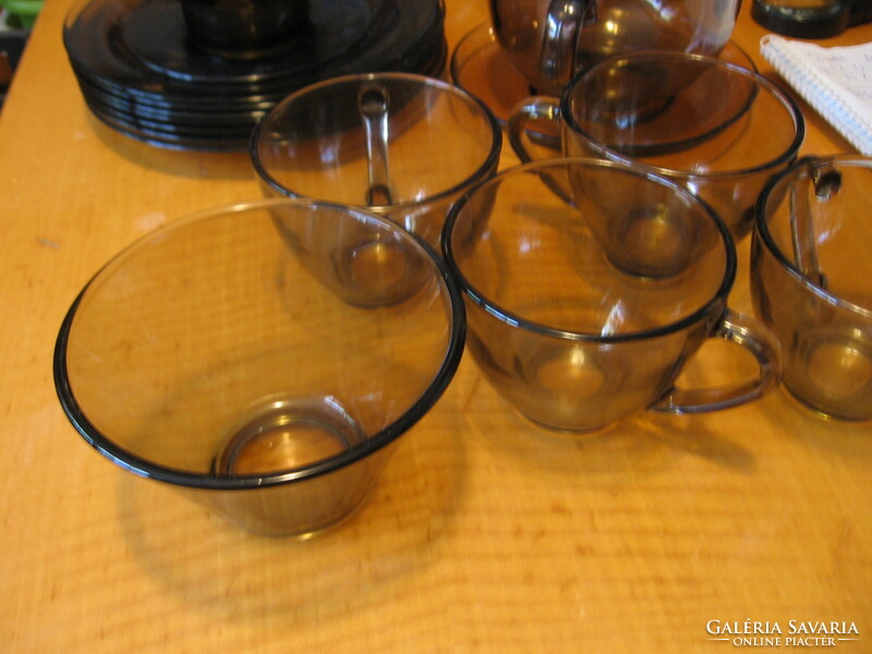 Smoke colored thick glass of tea, coffee cup kig indonesia 4 pcs in one