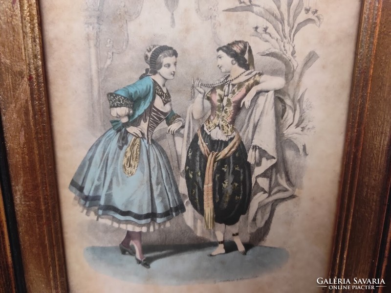 Antique Biedermeier print image wall decoration dress fashion frame 185. 5522
