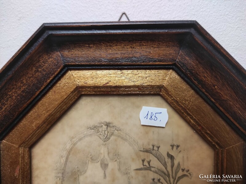 Antik biedermeier nyomat kép fali dekoráció ruha divat keretben 185. 5522