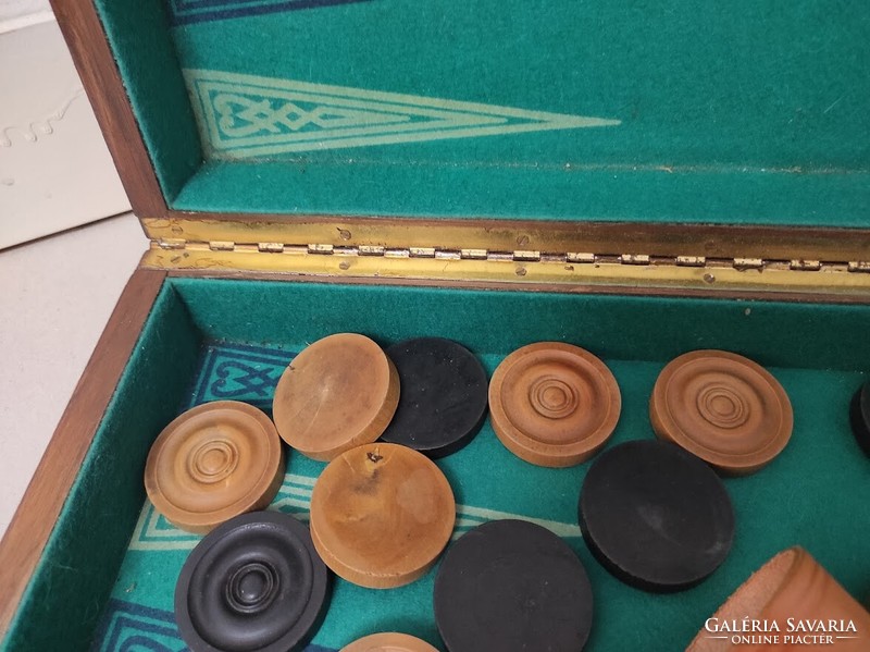 Antik játék backgammon társasjáték ostábla arab játék dobozában 173 5532