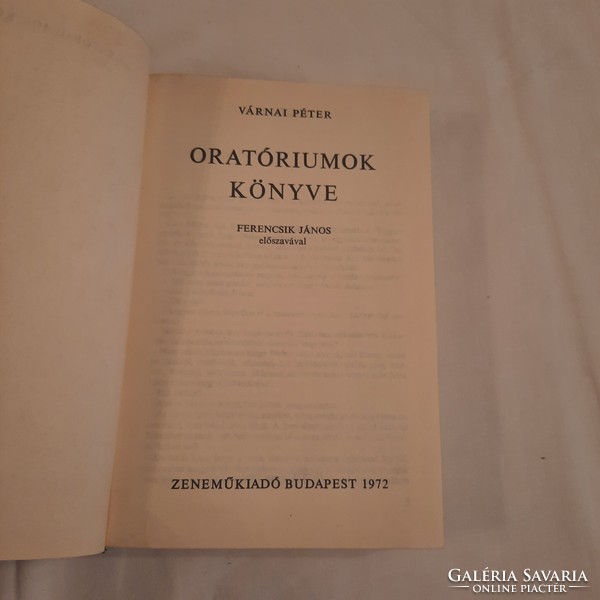 Várnai Péter: Oratóriumok könyve         Zeneműkiadó 1972