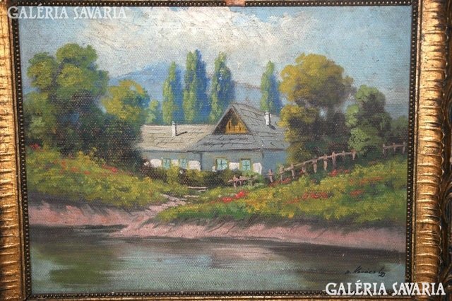 Antique landscape oil painting signed d. Kovácas gy.